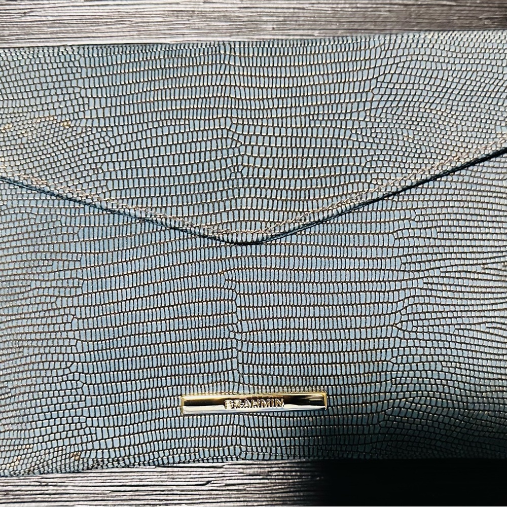 Brahmin Textured Clutch in Teal with Gold Accent